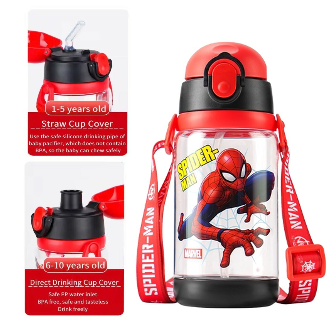 蜘蛛俠 - Marvel | 便攜式背帶兒童吸管水樽| 兩款開合式