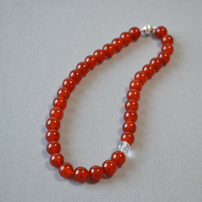 項鍊 串珠項鍊 瑪瑙項鍊 法式項鍊 磁吸項鍊 復古項鍊 紅瑪瑙 白水晶項鍊 高級感 項鍊女 送女生 送長輩 禮物 126