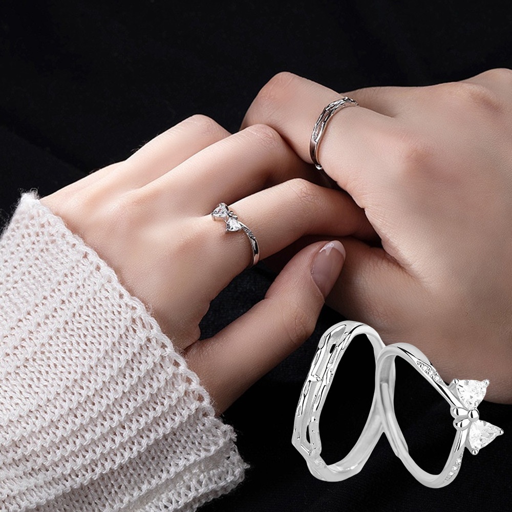 戒指 對戒 指環 蝴蝶結戒指 高碳鑽戒指 鑽戒 銀戒 情侶對戒 純銀對戒 禮物 送女友 送男友 情侶禮物 情人節 132