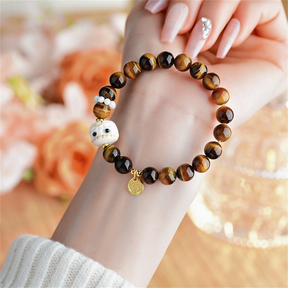 手串 手鍊 虎眼石手串 黃虎眼 天然石英石 招財手鍊 寶石手鍊 可愛手鍊 跑環手鍊 消除負能量 小飾品 生日禮物 118