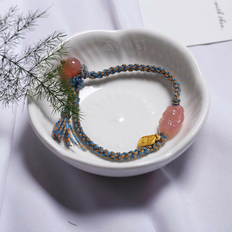 鹽源瑪瑙 狐狸手鍊 編織手鍊 女手鍊 水晶手鍊 避邪手鍊 保平安 護身手鍊 送閨蜜 送女生禮物 招人緣 桃花手鍊 114