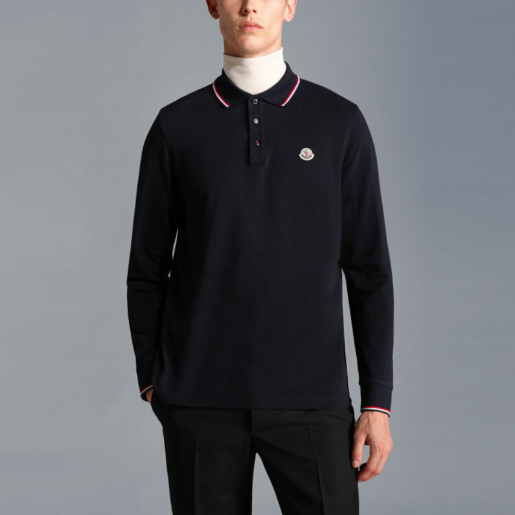 【代購】Moncler Logo Patch Long-Sleeved Polo Shirt