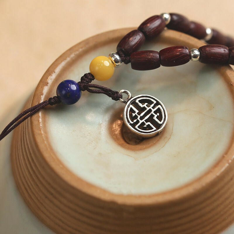 手機吊飾 手腕掛繩 小葉紫檀 蜜蠟吊飾 青金石吊飾 手機掛繩 手機鍊 鑰匙鍊 小紅書熱款 保平安 送長輩 禮物 016