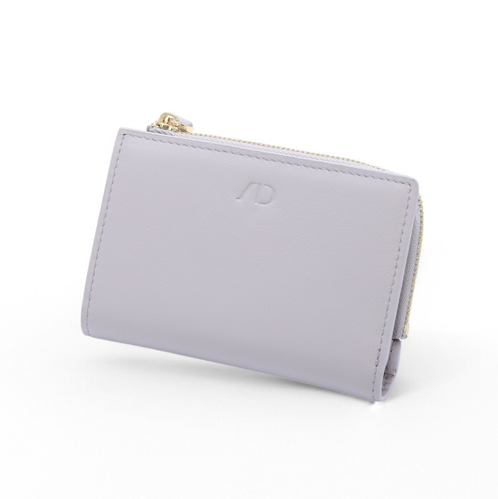 ANNA DOLLY 簡約時尚多卡位真皮短夾 粉紫色