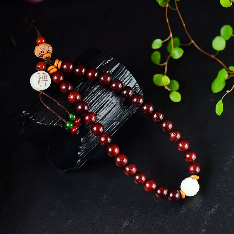 小葉紫檀 手機鍊 包包吊飾 掛件 保平安 禪字吊飾 蓮花飾品 開運避邪 蓮花吊飾 手機吊飾 手編吊飾 送長輩禮物 014