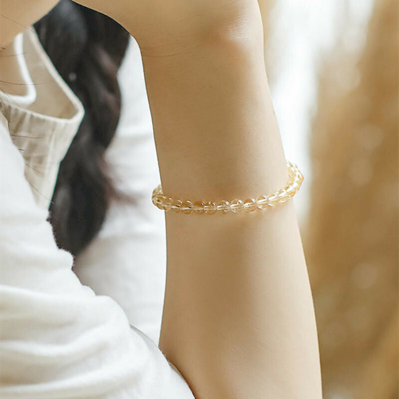 水晶手環 手串 水晶串珠 黃水晶手鍊 圓珠手鍊 14k包金 黃水晶手珠 閨蜜手串 送閨蜜禮物 百搭手鍊 招財手鍊 102