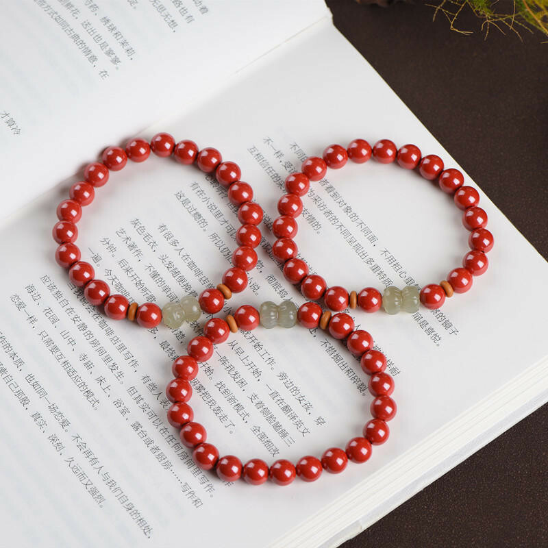 手串 手環 佛珠 帝王砂手鍊 單圈手串 和田玉手鍊 並蒂蓮 女手鍊 避邪手鍊 招財手鍊 送閨蜜 送女生 生日禮物 098