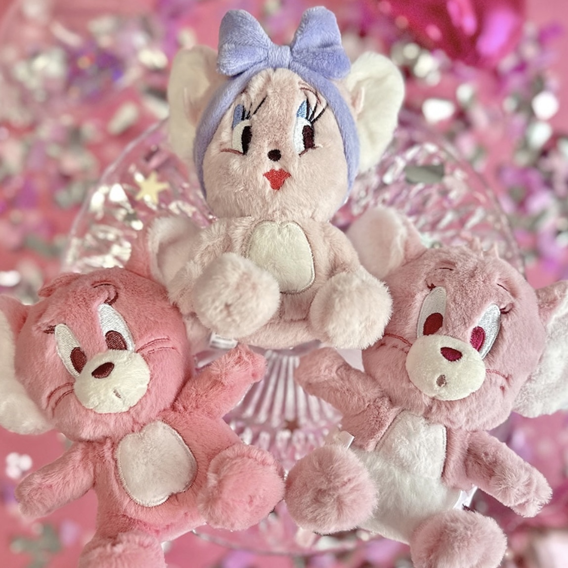 TOM&JERRY 湯姆貓與傑利鼠 粉色版 吊飾/束口袋 絨毛 日本限定