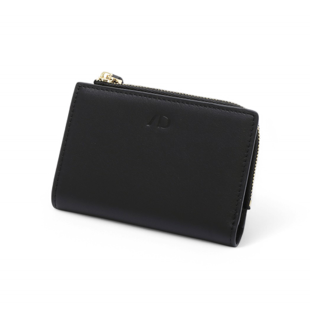 ANNA DOLLY 簡約時尚多卡位真皮短夾 經典黑
