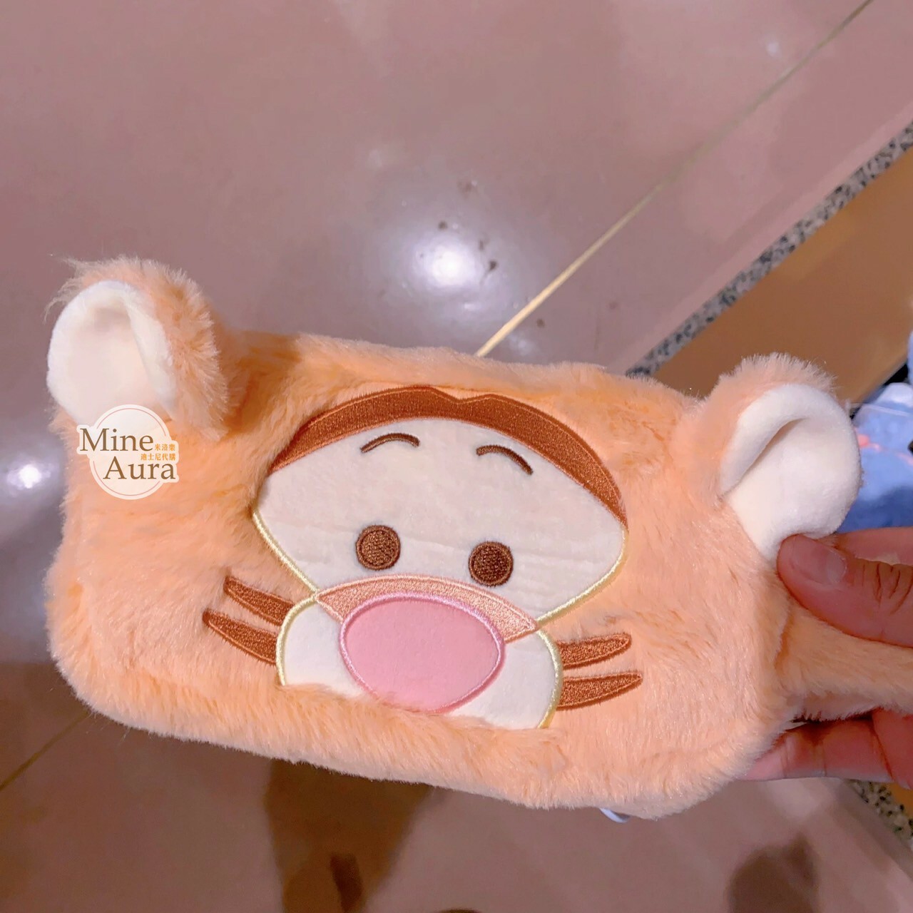 跳跳虎 Tigger 大臉 立體耳朵 造型 絨毛 筆袋 收納包 化妝包 小熊維尼 Winnie the Pooh -上海迪士尼樂園