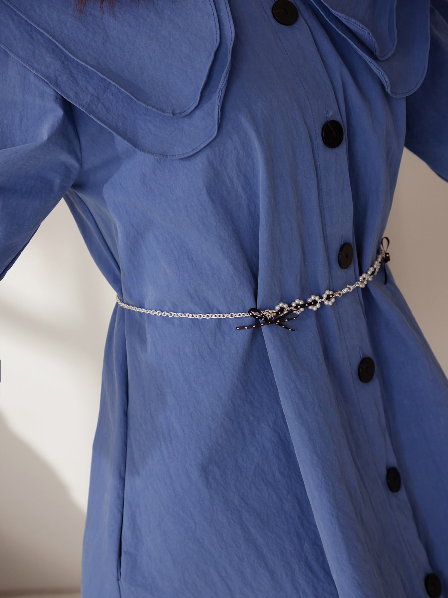 屬貓的莉莉。MUCHAT手作14KGP珍珠點點蝶結腰鍊