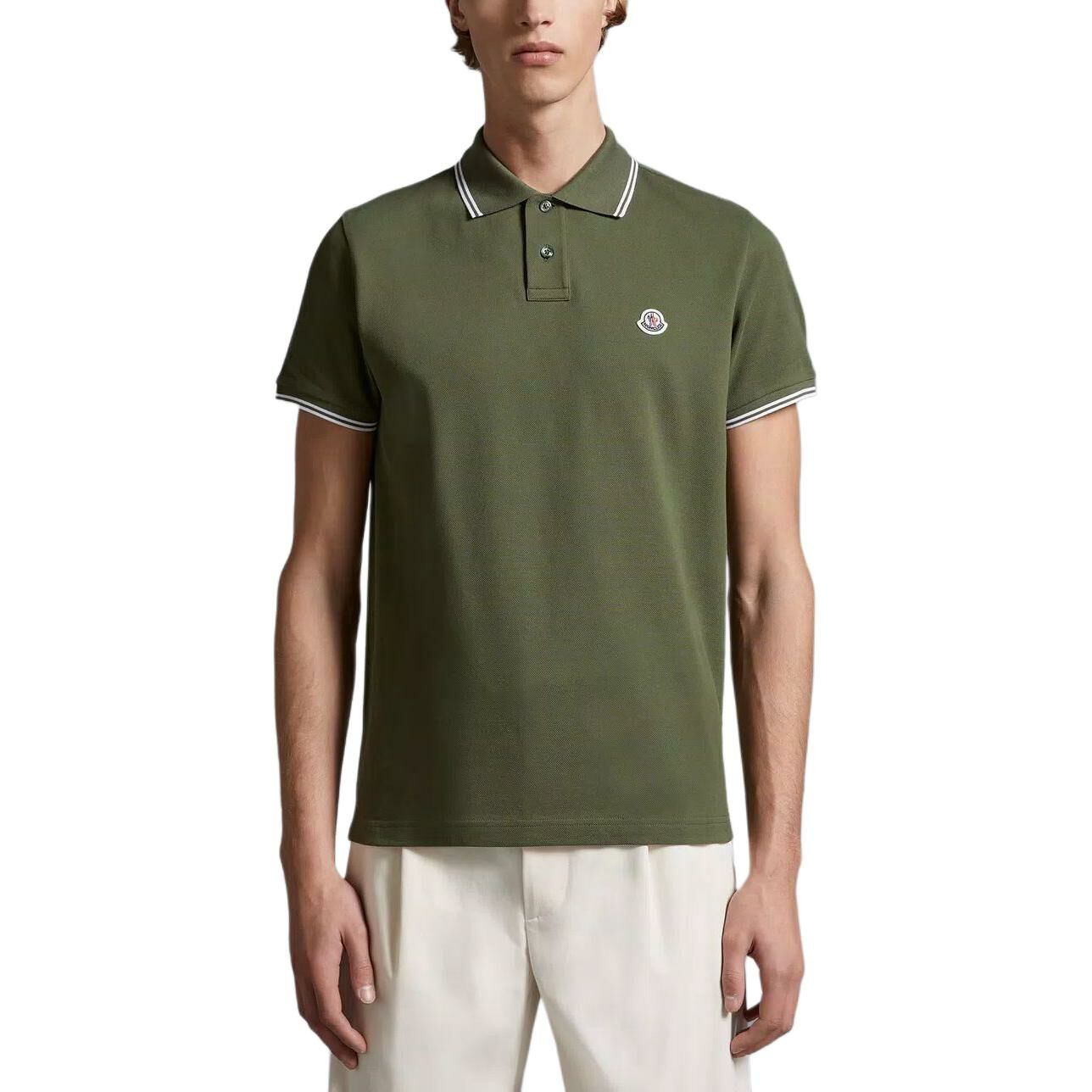 【代購】Moncler Logo Patch Polo Shirt Polo Shirt Men's Green