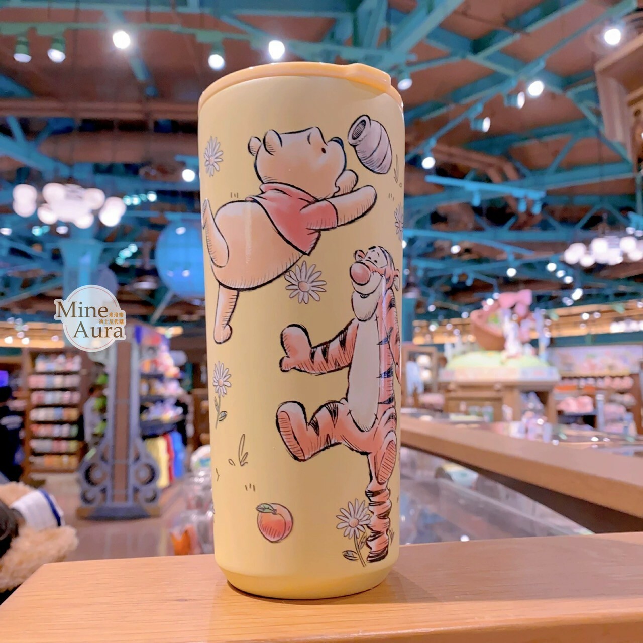 小熊維尼 Winnie the Pooh 手繪風 圖案 不鏽鋼 水杯 隨行杯 -上海迪士尼樂園