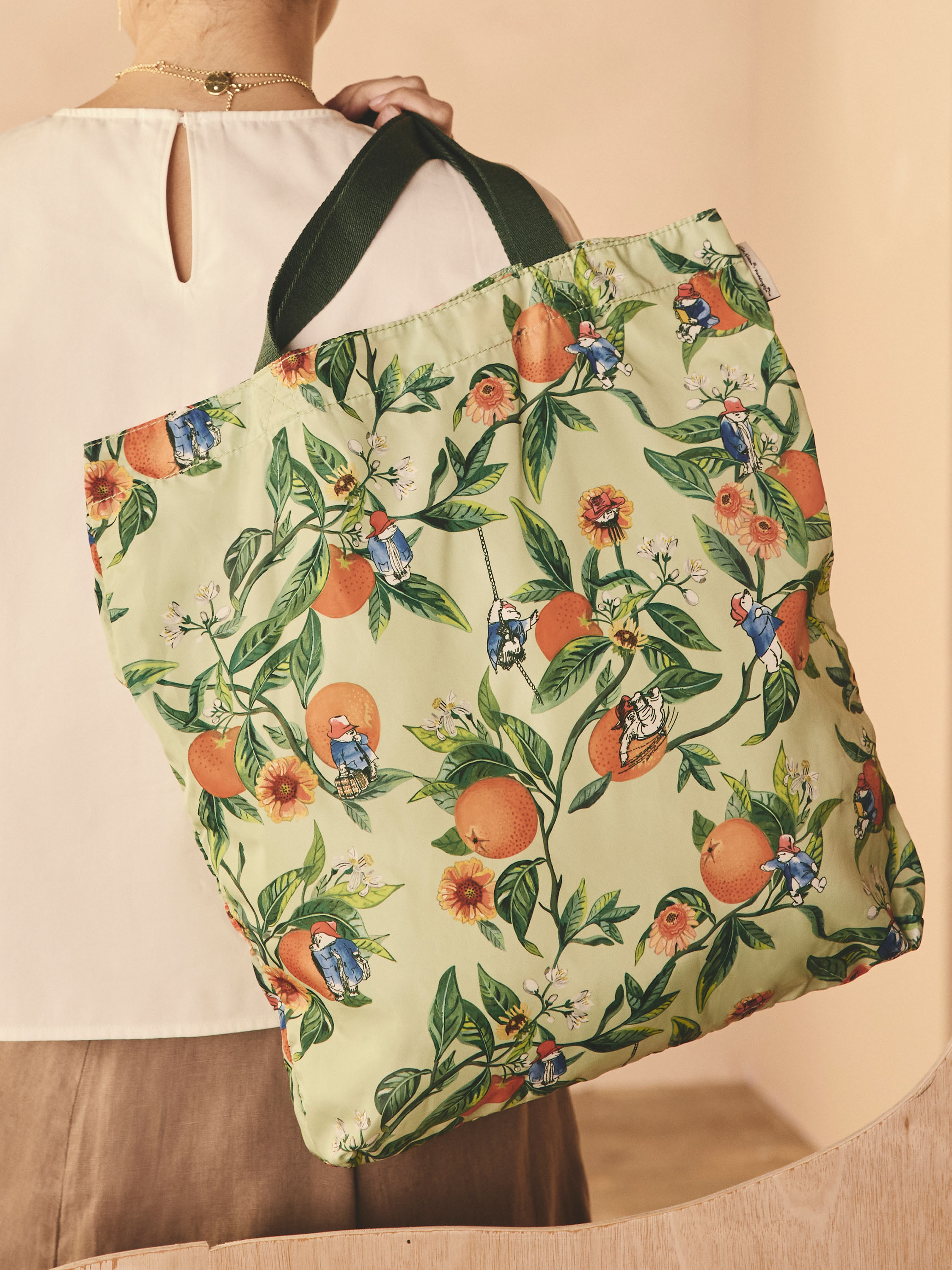 Paddington Oranges柏靈頓熊春夏聯名釘釦式口袋折疊購物袋