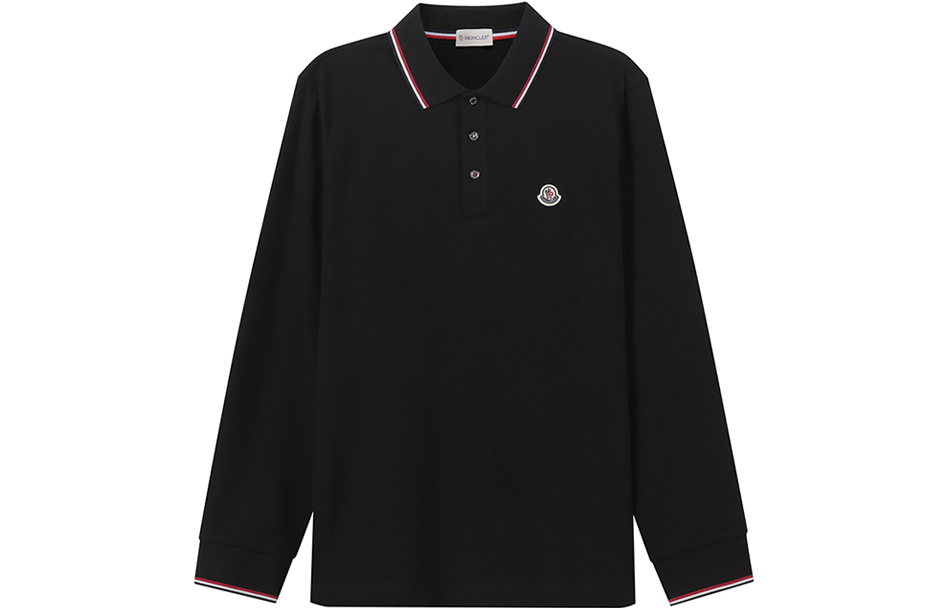 【代購】Moncler Logo Patch Long Sleeved Polo Shirt