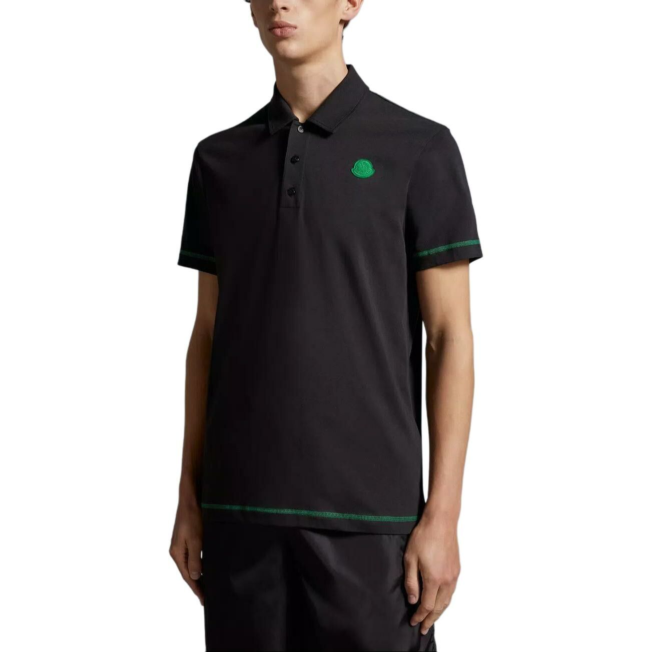 【代購】Moncler Logo Patch Polo Shirt Polo Shirt Men's Black