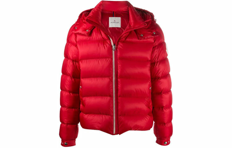 【代購】Moncler Solid Color Hooded Down Jacket Men's Red