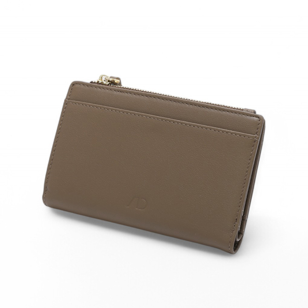 ANNA DOLLY 質感真皮大容量多卡位中夾 咖啡色