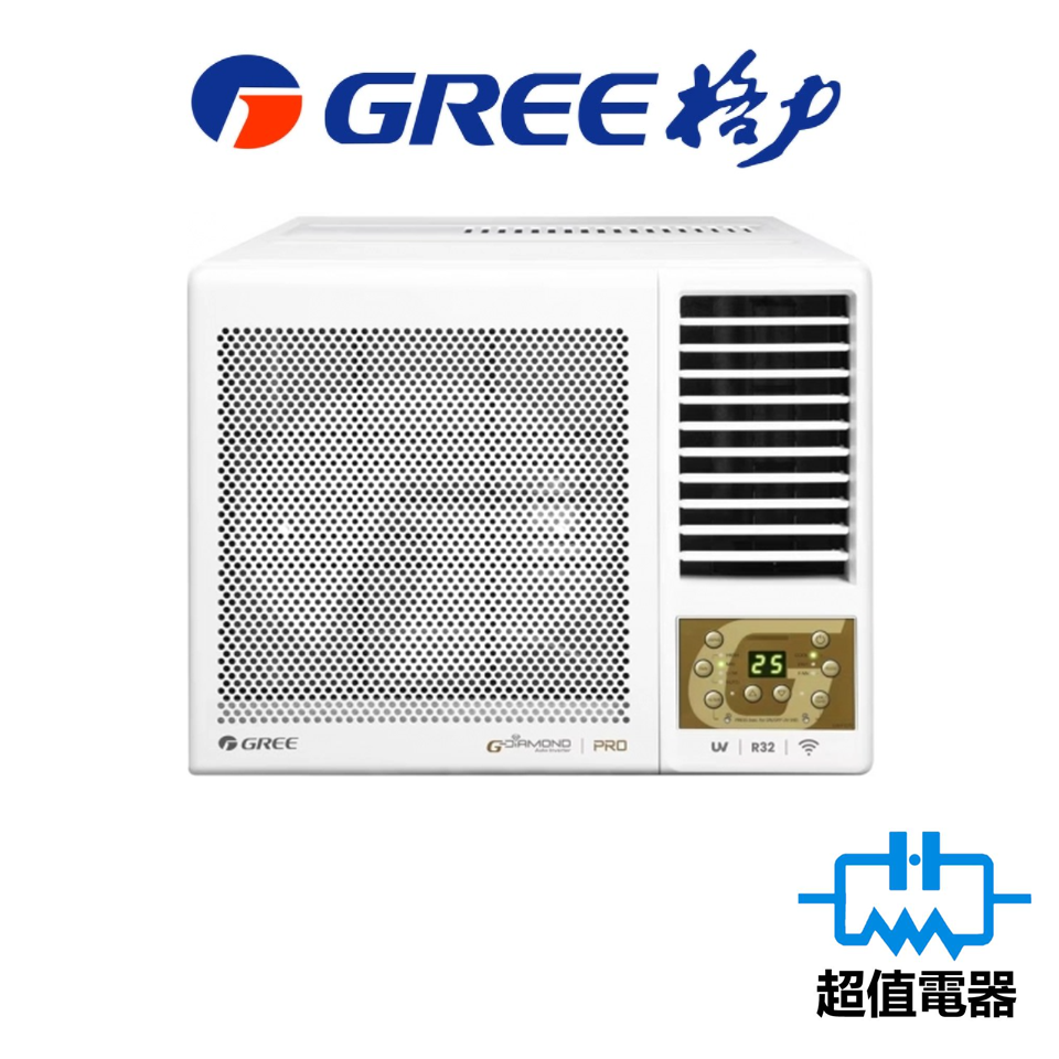 Gree 格力 GWF07P 3/4匹 R32 G-Panel 雙黑鑽 變頻淨冷 窗口式冷氣機 (附遙控)