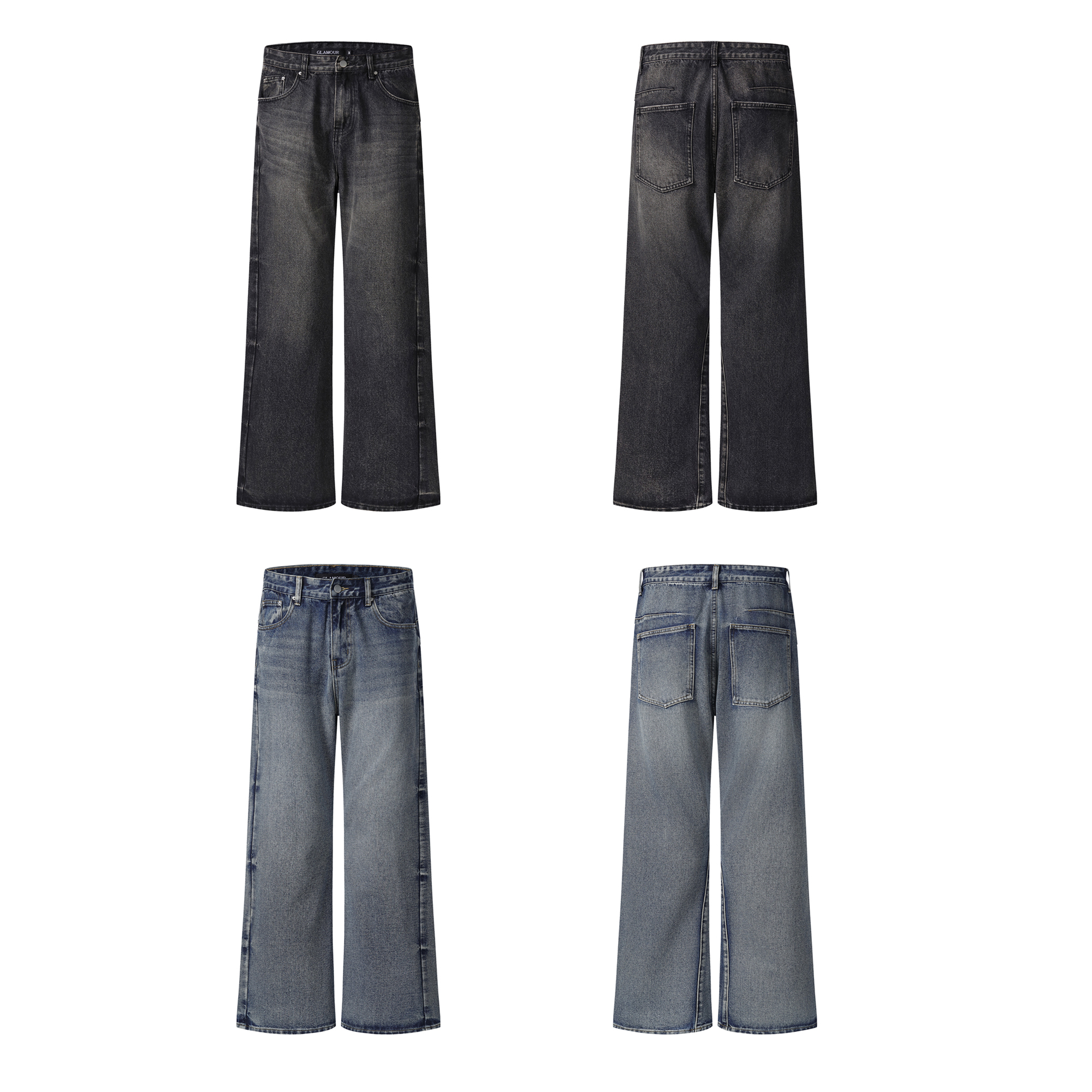 《S.V》槍針刷色牛仔喇叭褲