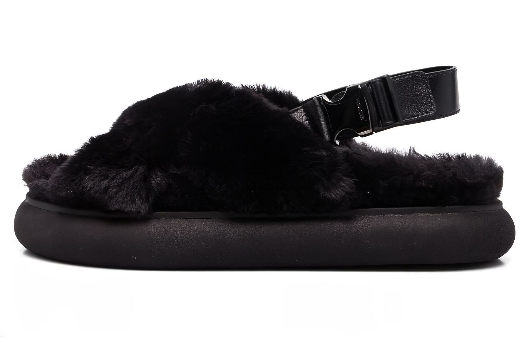 【代購】Moncler Solarisse Faux-fur Flat Sandals