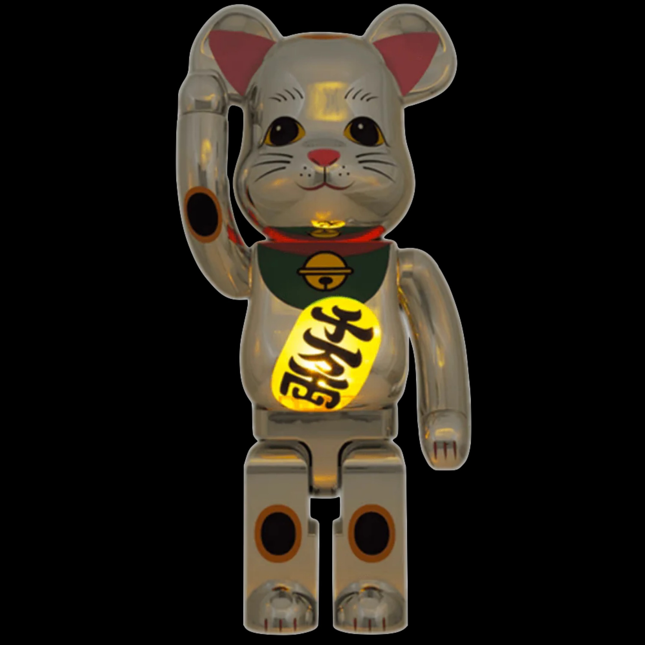 招き猫 招財貓 銀メッキ 発光 1000％ BE@RBRICK