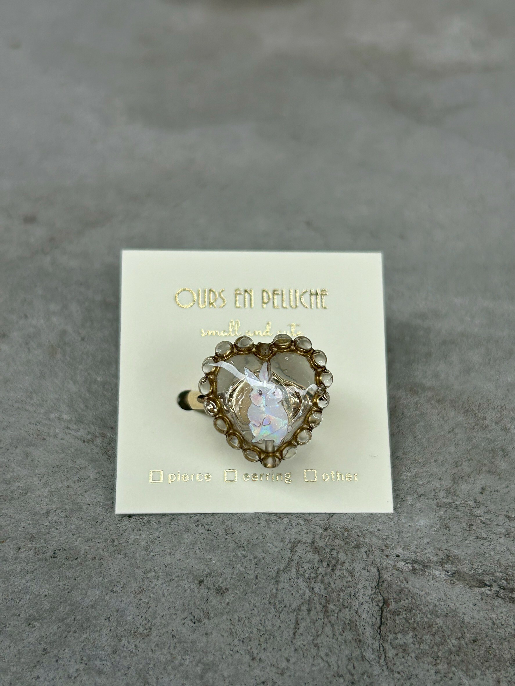 [OURS EN PELUCHE] 復古風戒指 | 愛心兔兔 | NO.39