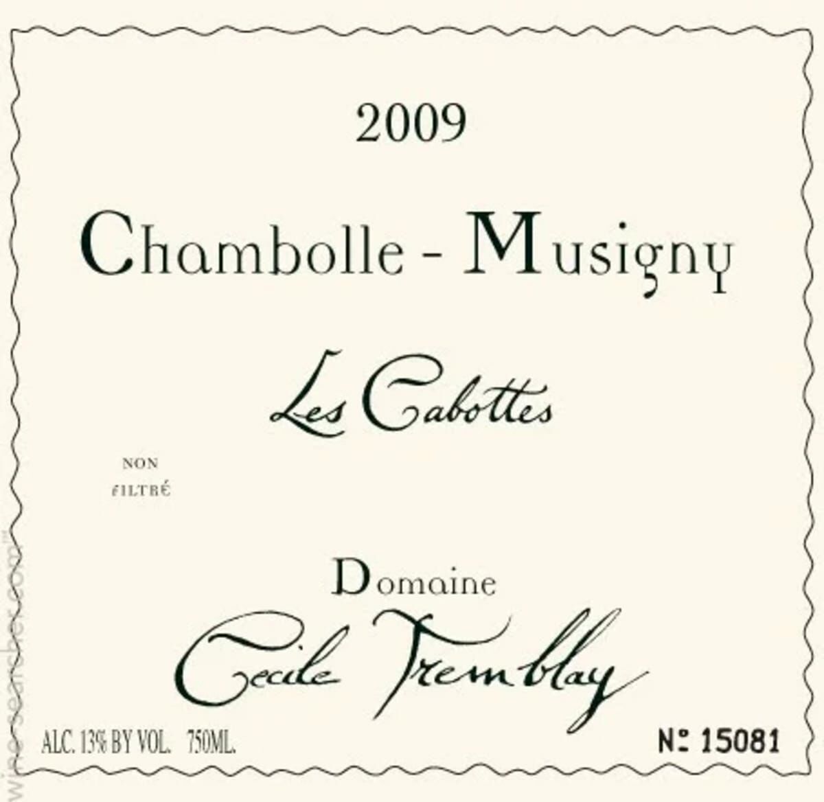 Cecile Tremblay Chambolle Musigny Les Cabottes 2009