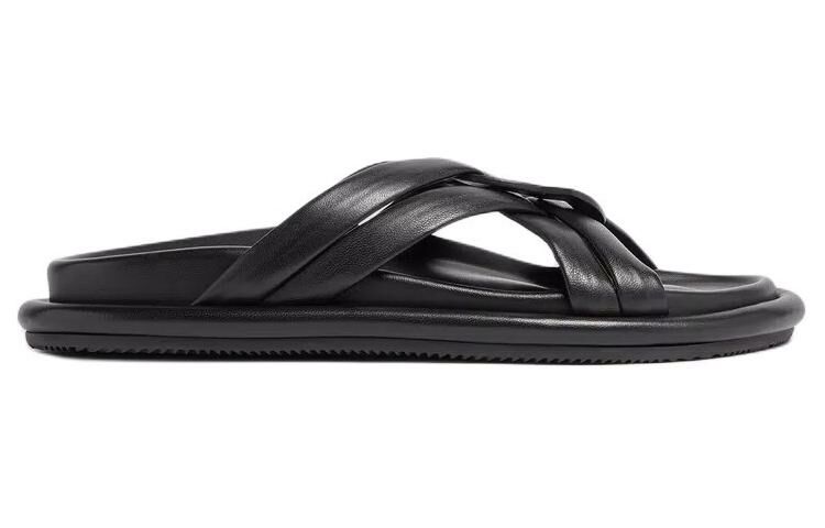 【代購】Moncler Bell Crossover-strap Leather Slides