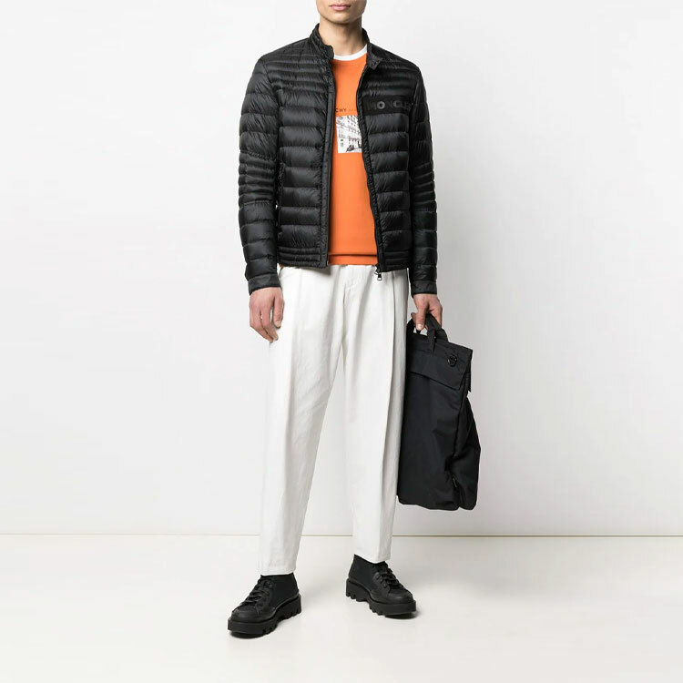 【代購】Moncler Solid Color Stand Collar Down Jacket Men's Black