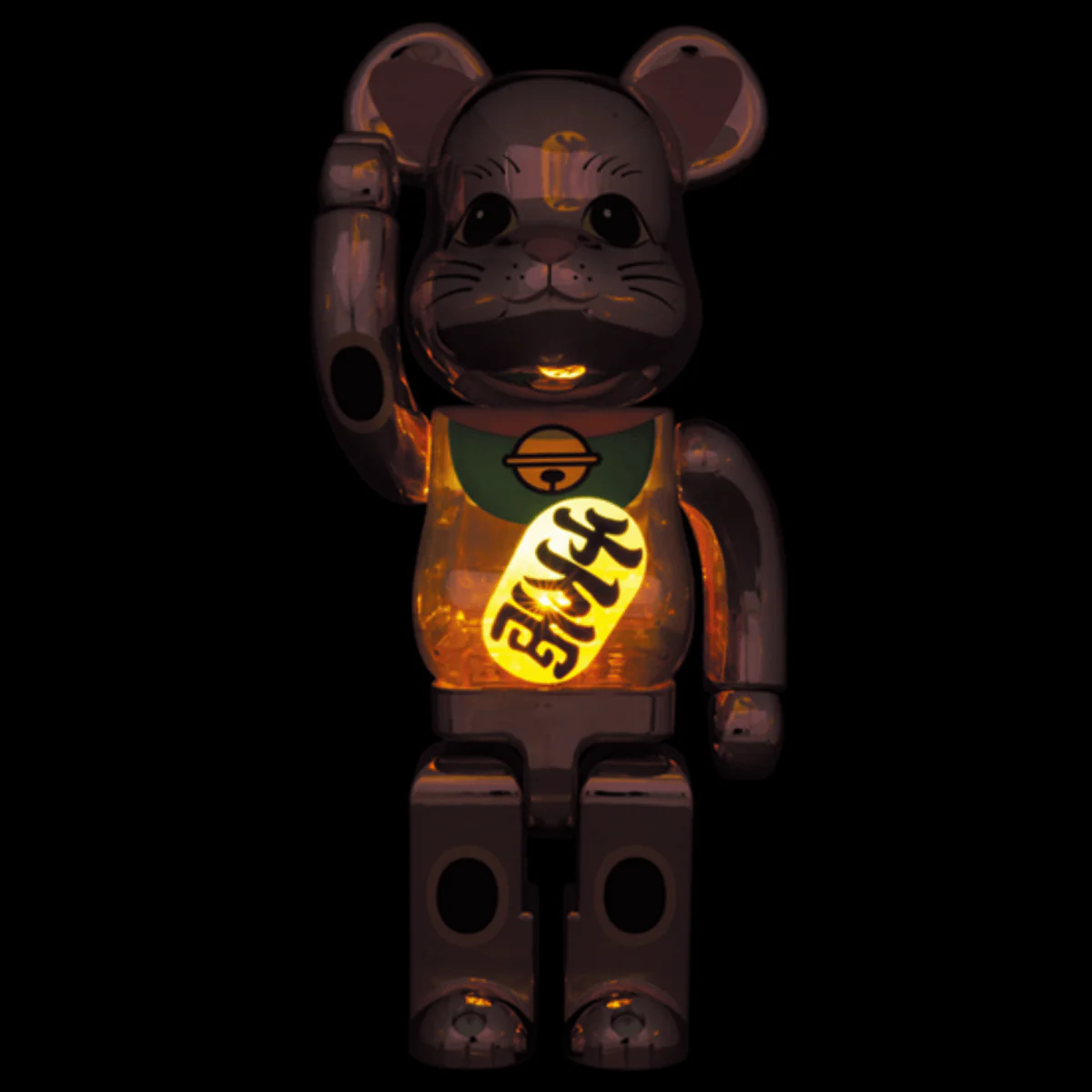招き猫 招財貓 桃金メッキ 発光 400% / 1000% BE@RBRICK
