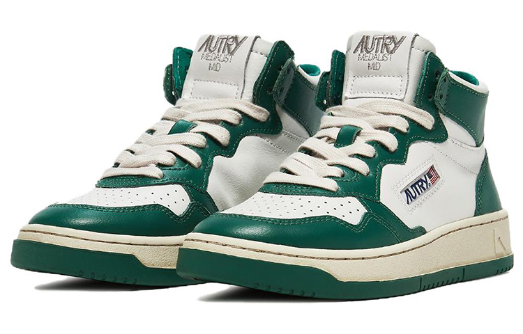 【代購】AUTRY Medalist Mid Leather Sneakers Two Toned 'White Green' Women's