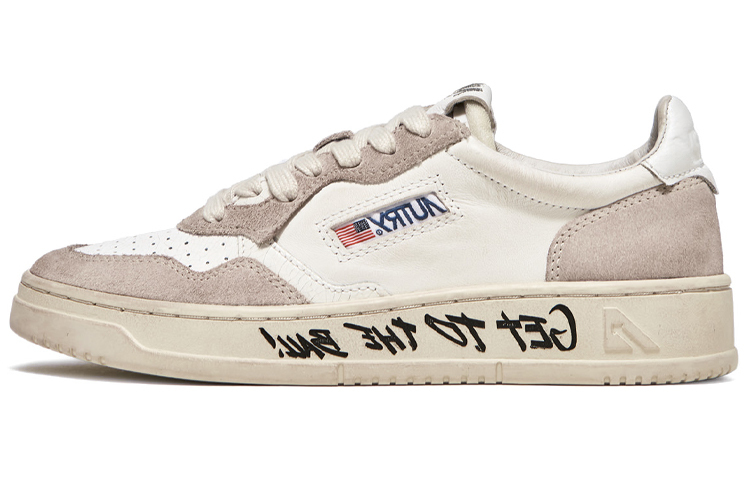 【代購】AUTRY Medalist Leather Low Lettering 'Get Out The Ball Beige'