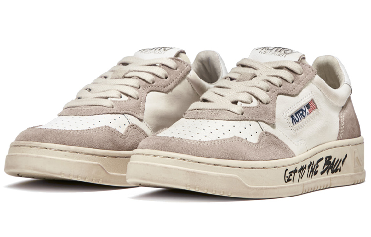 【代購】AUTRY Medalist Leather Low Lettering 'Get Out The Ball Beige'