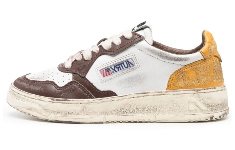 【代購】AUTRY Medalist Low Super Vintage Sneakers 'White Brown Yellow' Women's