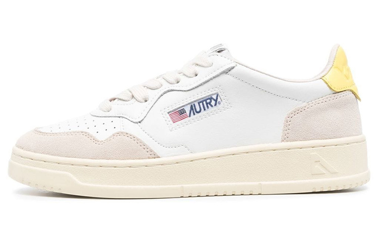 【代購】AUTRY Medalist Low Leather And Suede 'White Beige Yellow' Women's