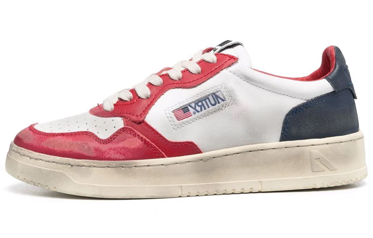 【代購】AUTRY Medalist Super Vintage Leather Low Sneakers 'White Black Red' Women's