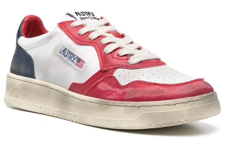 【代購】AUTRY Medalist Super Vintage Leather Low Sneakers 'White Black Red' Women's