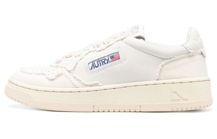 【代購】AUTRY Medalist Low Soft Goatskin And Frayed Canvas 'White And Ivory White' Women's
