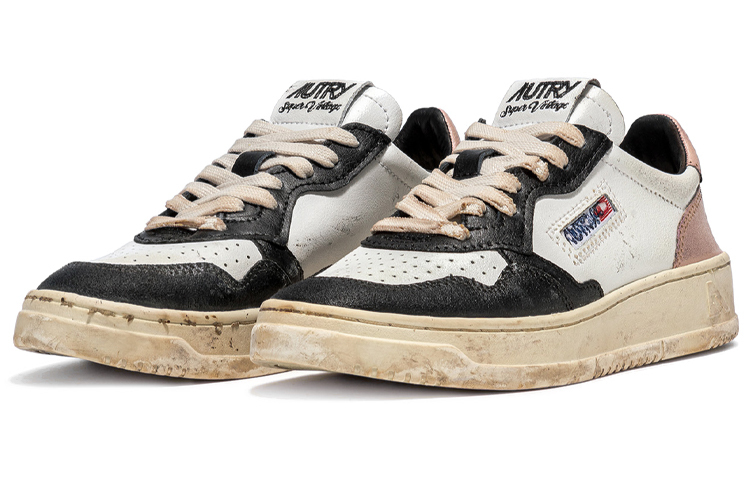 【代購】AUTRY Medalist Super Vintage Leather Low Sneakers 'White Black Pink' Women's