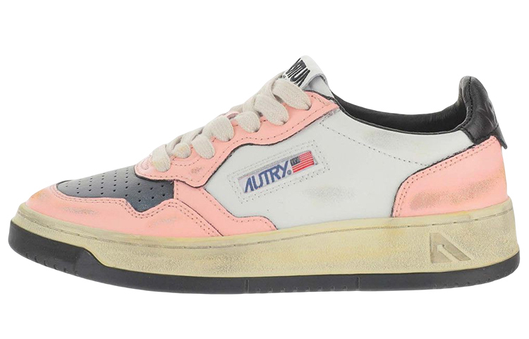 【代購】AUTRY Medalist Super Vintage Low Leather Sneakers 'White Pink Black' Women's