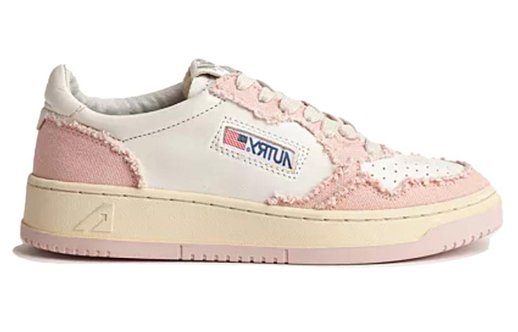 【代購】AUTRY Medalist Low Soft Goatskin And Frayed Canvas 'White And Pink' Women's