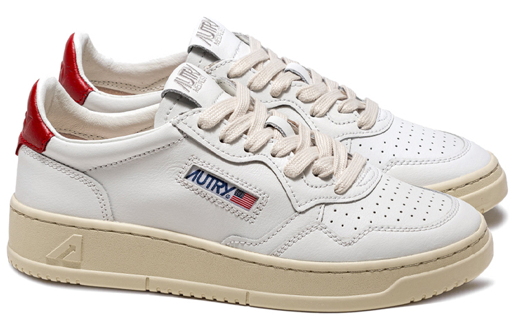 【代購】AUTRY Medalist Leather Low White Red Women's