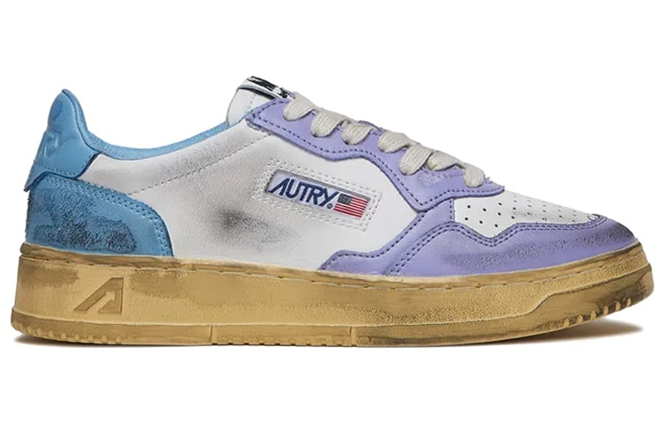 【代購】AUTRY Medalist Super Vintage Low Leather Sneakers 'White Purple Blue' Women's