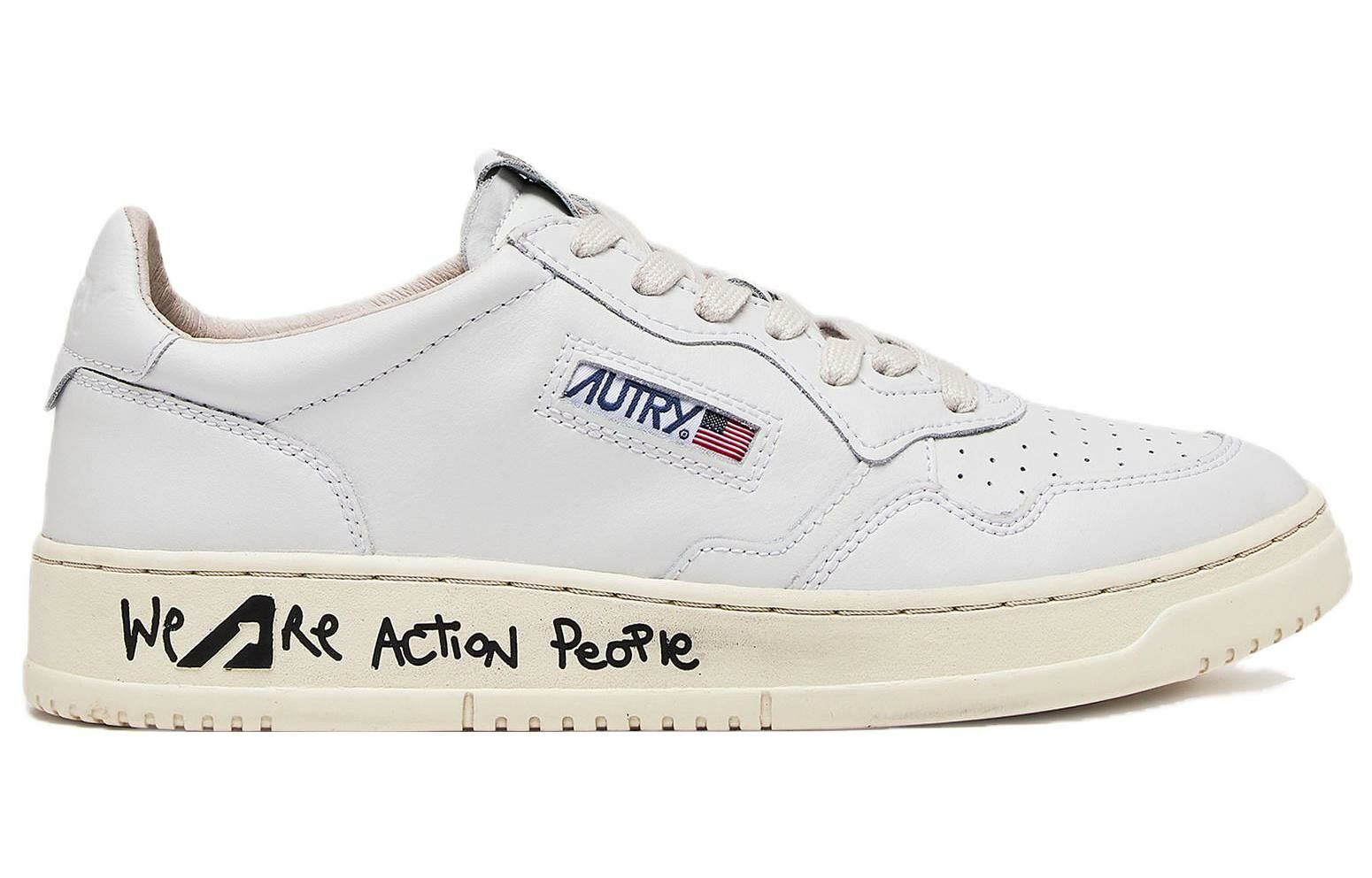【代購】AUTRY Medalist Leather Low Lettering 'We Are Action People White' Women's