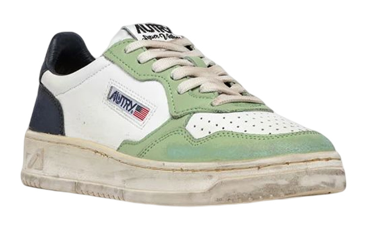 【代購】AUTRY Medalist Super Vintage Low Leather Sneakers 'White Green Teal' Women's