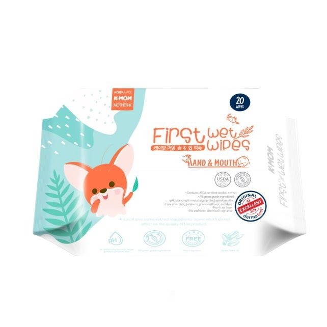 K-MOM - 自然純淨嬰幼兒手口濕紙巾-壓花款(20片)
