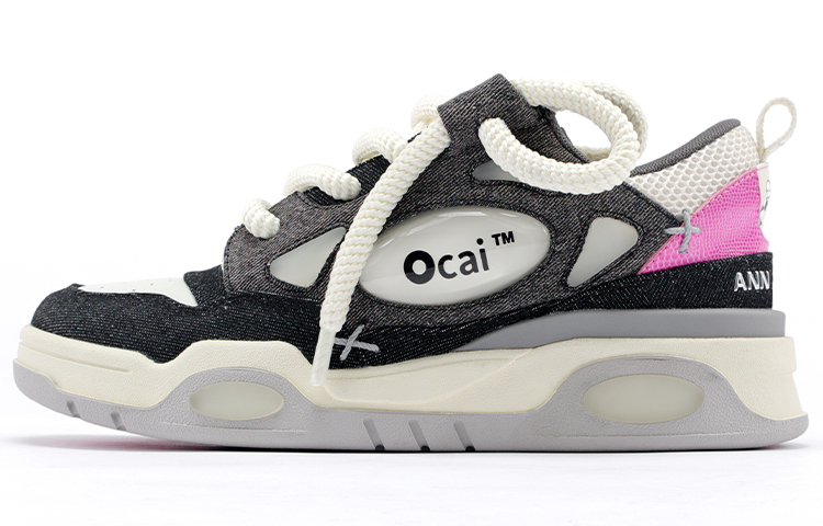 【代購】ANN ANDELMAN x Ocai 001 Denim Black Slip-Resistant Height Increasing Low-Top Skateboard Shoes Unisex Black