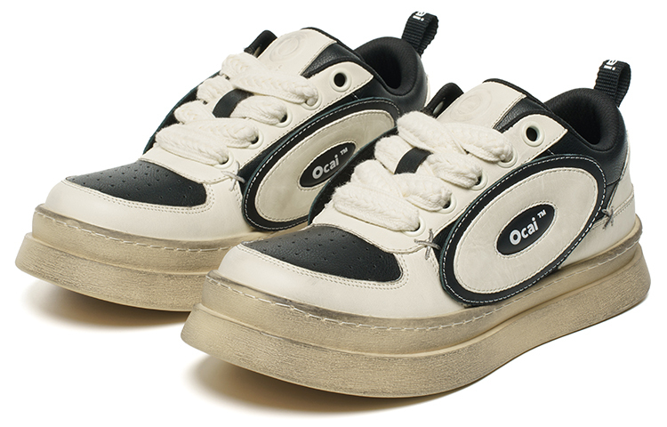 【代購】Ocai Anti-Slip And Wear-Resistant Height Increasing Low-Top Skateboard Shoes Unisex Black White
