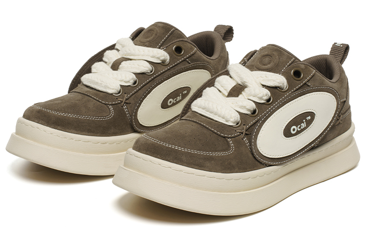 【代購】Ocai Vintage 5.0 Anti-Slip And Wear-Resistant Height Increasing Low-Top Skateboard Shoes Unisex Copper Brown